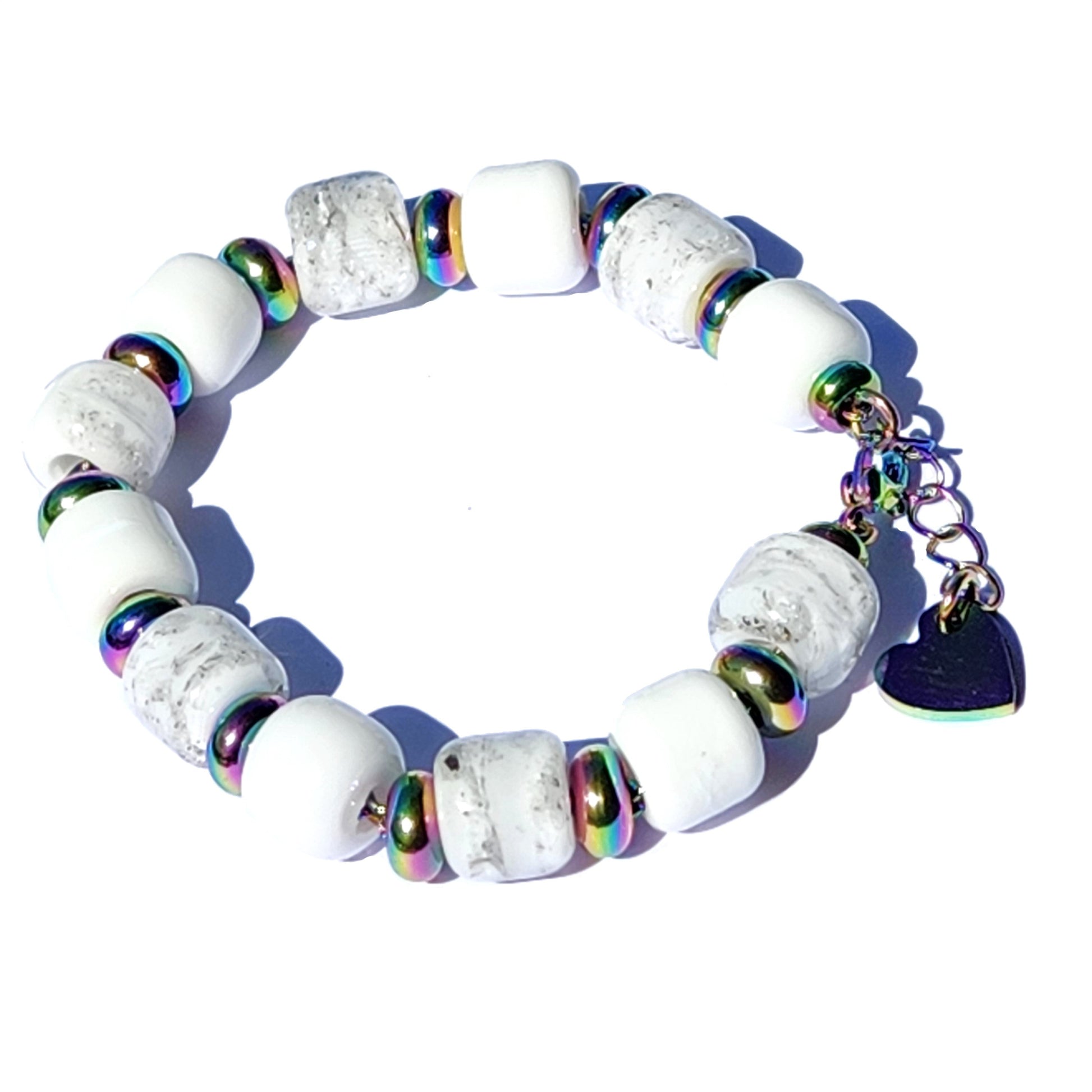 Eternal Cremation Ashes Beaded Bracelet - White