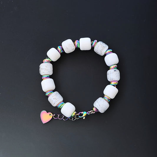 Eternal Cremation Ashes Beaded Bracelet - White