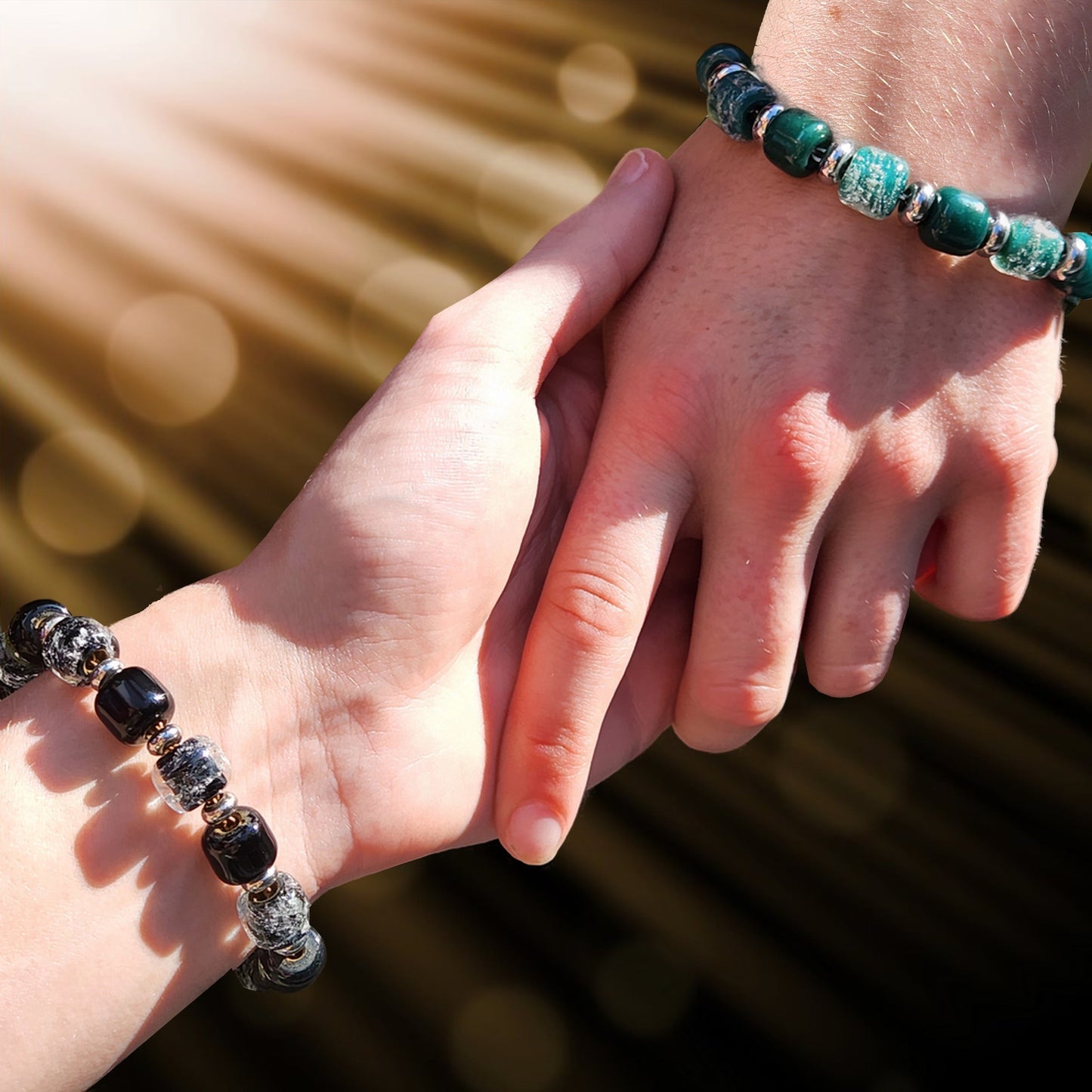 Eternal Cremation Bracelet in Ocean Blue-Cremation Beads-DragonFire Glass-Silver-DragonFire Glass Cremation Jewelry