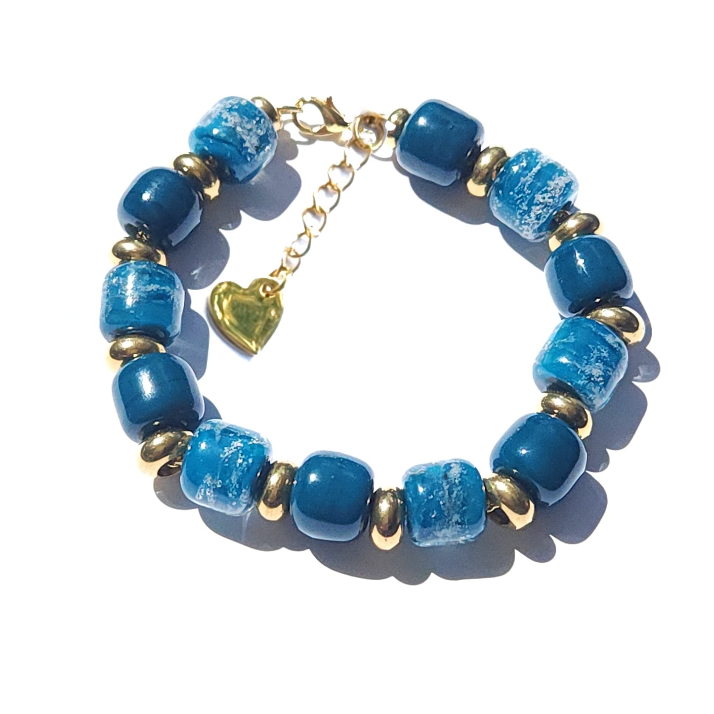 Eternal Cremation Bracelet in Ocean Blue-Cremation Beads-DragonFire Glass-Silver-DragonFire Glass Cremation Jewelry