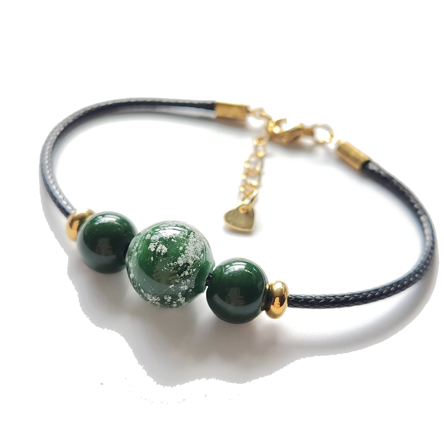 Cremation Jewelry Bracelet - Forever Close-Cremation Bracelet-DragonFire Glass-Green-Silver-DragonFire Glass Cremation Jewelry