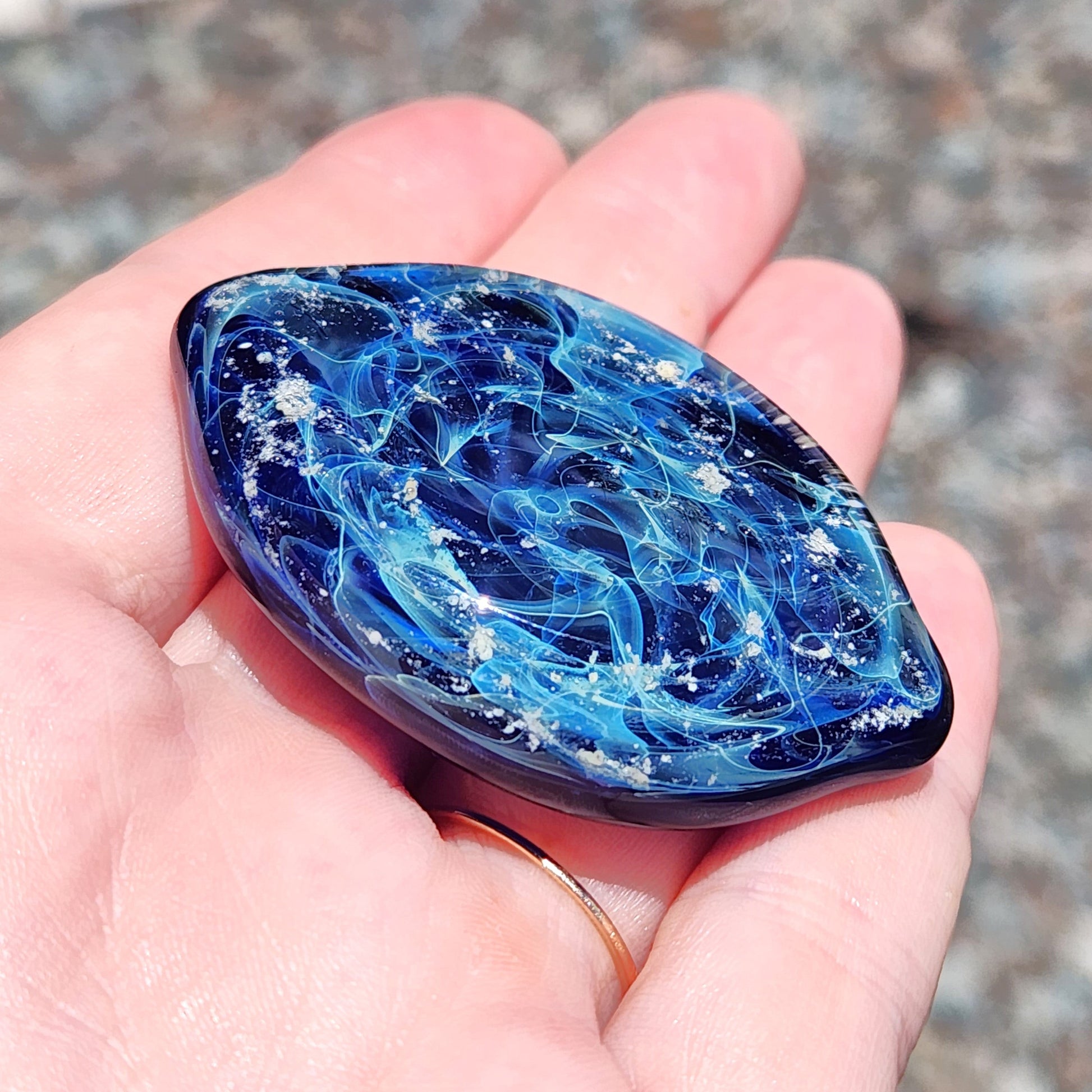 Galaxy Cremation Touchstone-Cremation Stones-DragonFire Glass-Turquoise-DragonFire Glass Cremation Jewelry