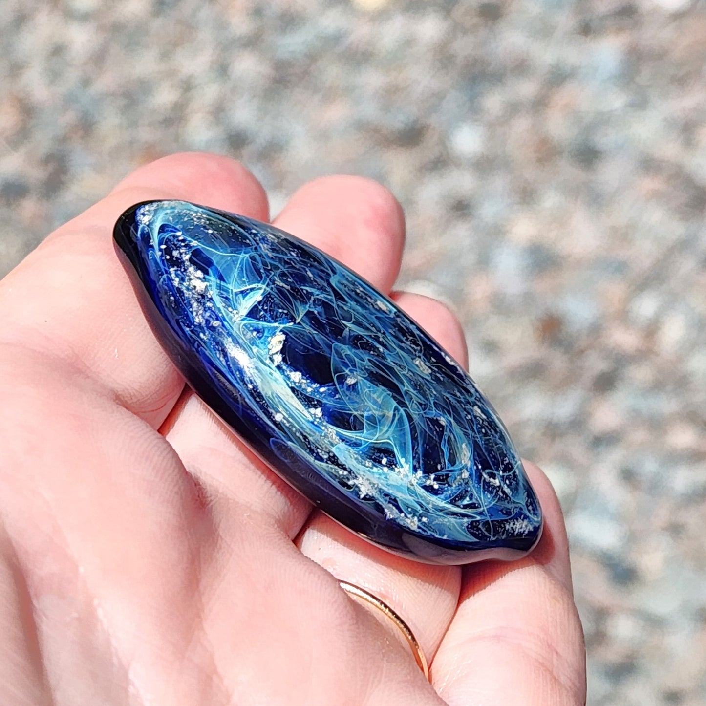 Galaxy Cremation Touchstone-Cremation Stones-DragonFire Glass-Turquoise-DragonFire Glass Cremation Jewelry