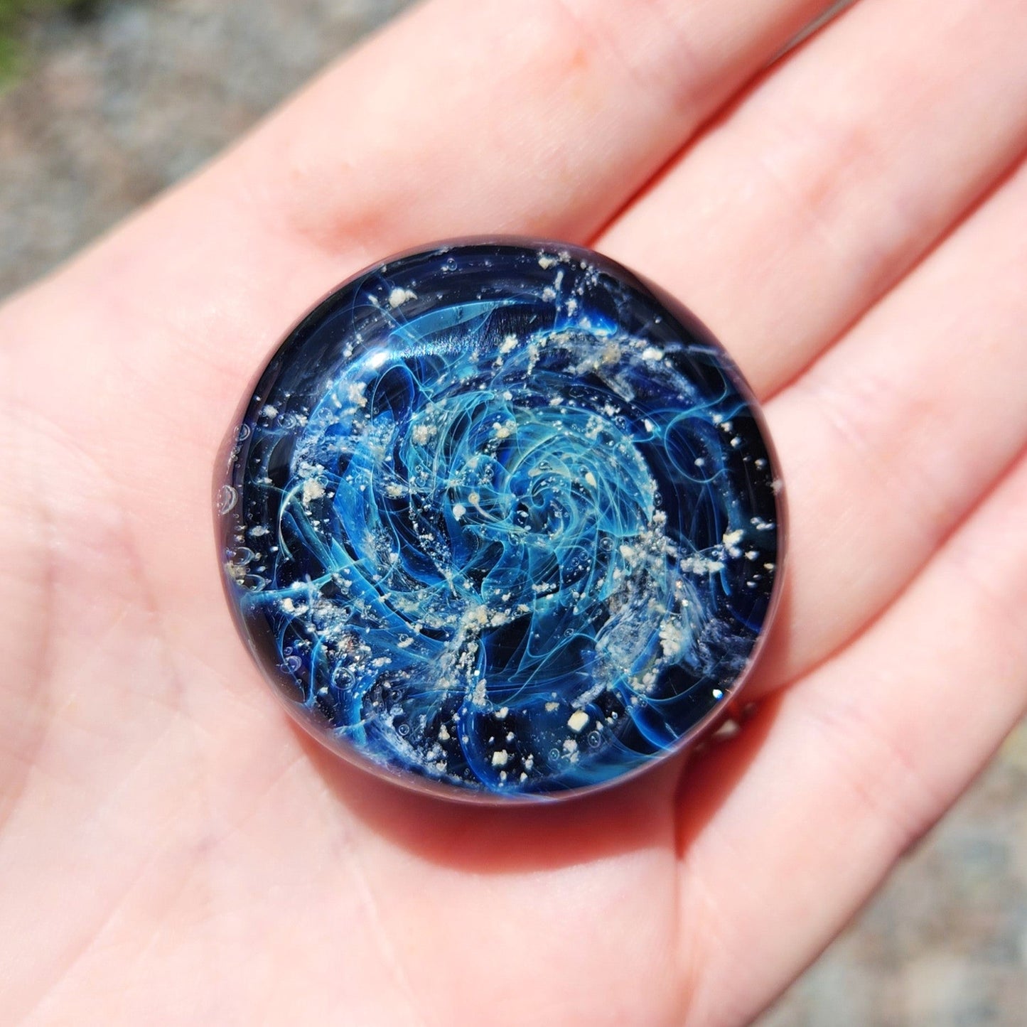 Galaxy Memorial Touchstones | Unique Glass Keepsakes with Ashes-Cremation Stones-DragonFire Glass-Royal Blue-DragonFire Glass Cremation Jewelry