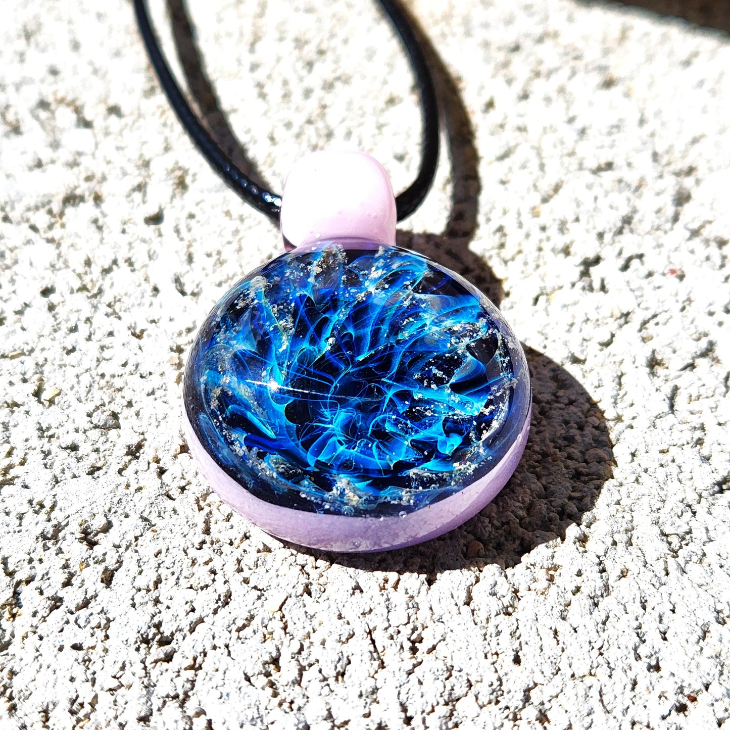 Galaxy Mini Glass Cremation Pendant Infused with Ashes-Cremation Pendant-DragonFire Glass-Black-DragonFire Glass Cremation Jewelry