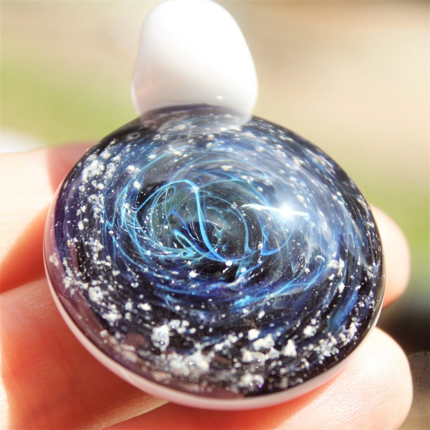 Galaxy Mini Glass Cremation Pendant Infused with Ashes