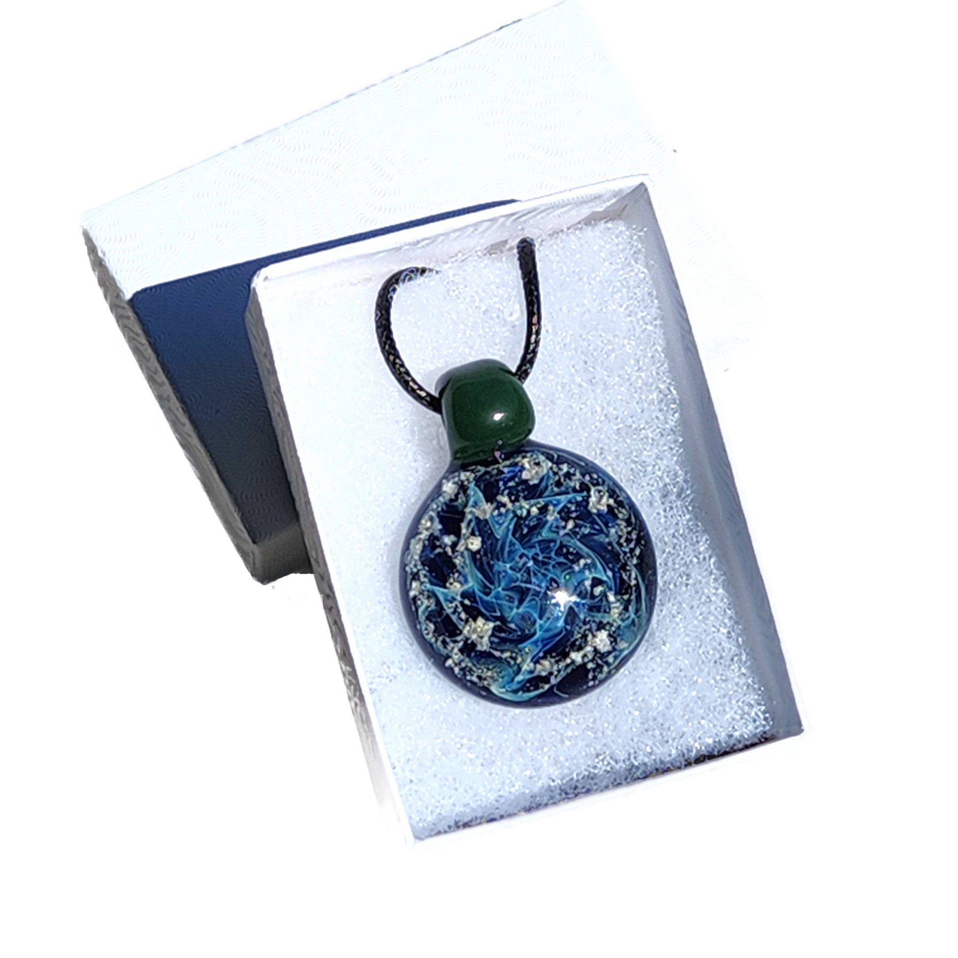 Glass Cremation Jewelry - Galaxy - Original-Cremation pendant-DragonFire Glass-Black-DragonFire Glass Cremation Jewelry