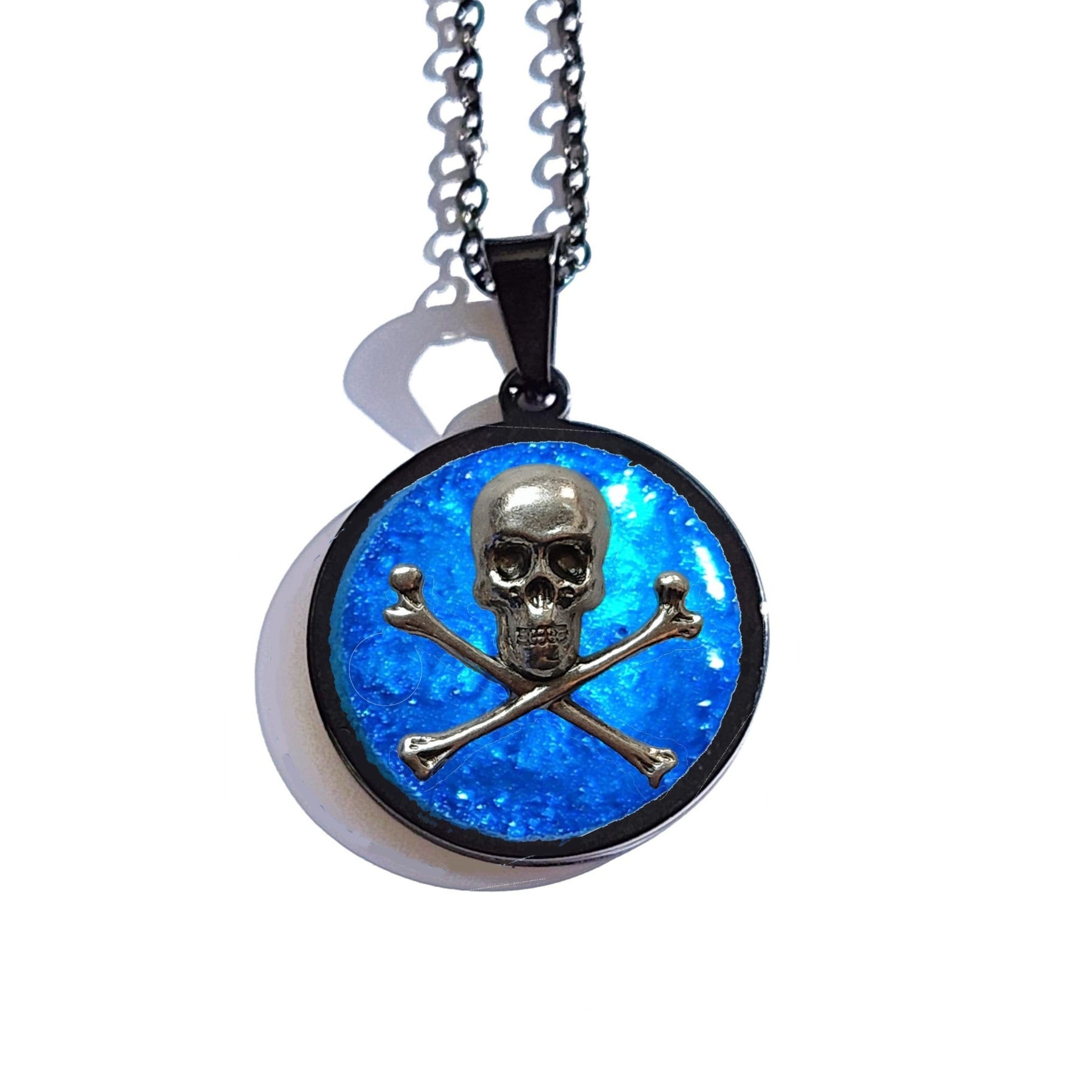 The Skull and Crossbones Cremation Pendant-Cremation Pendant-DragonFire Glass-Silver-Purple-DragonFire Glass Cremation Jewelry