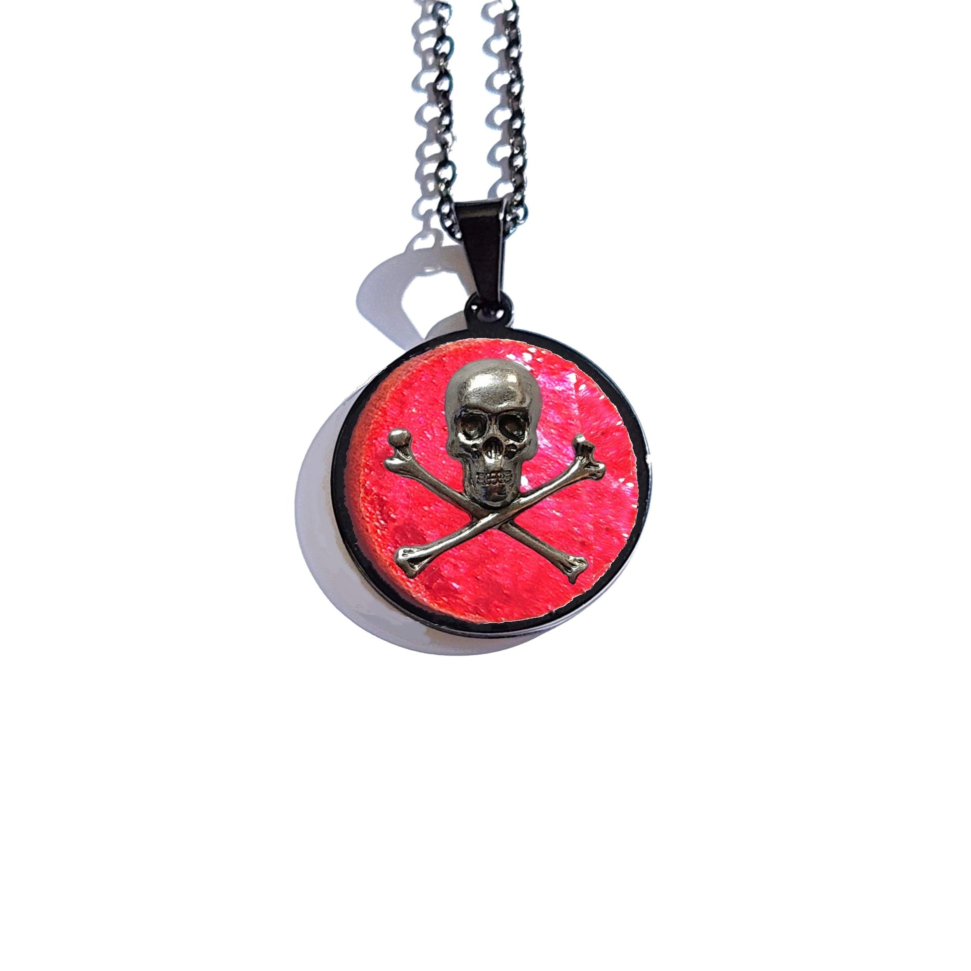 The Skull and Crossbones Cremation Pendant-Cremation Pendant-DragonFire Glass-Silver-Purple-DragonFire Glass Cremation Jewelry