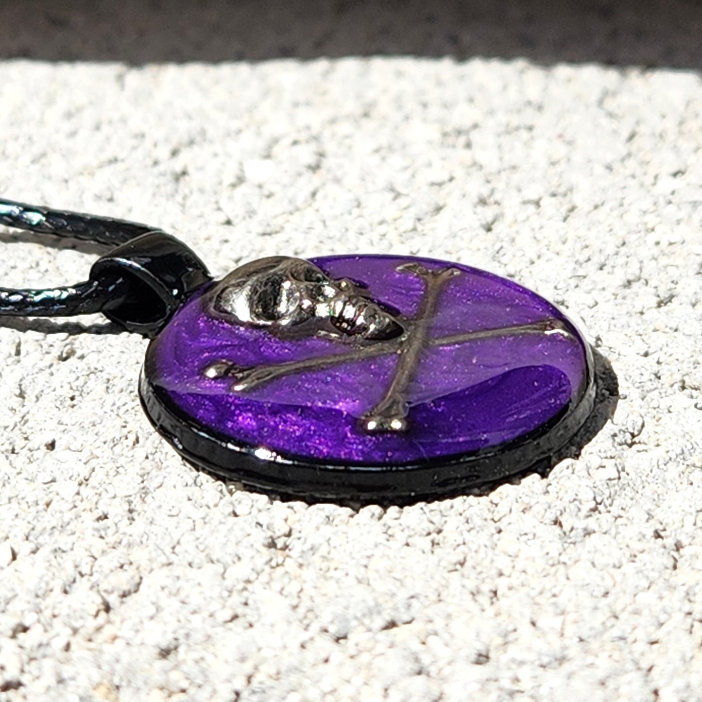 The Skull and Crossbones Cremation Pendant-Cremation Pendant-DragonFire Glass-Silver-Purple-DragonFire Glass Cremation Jewelry