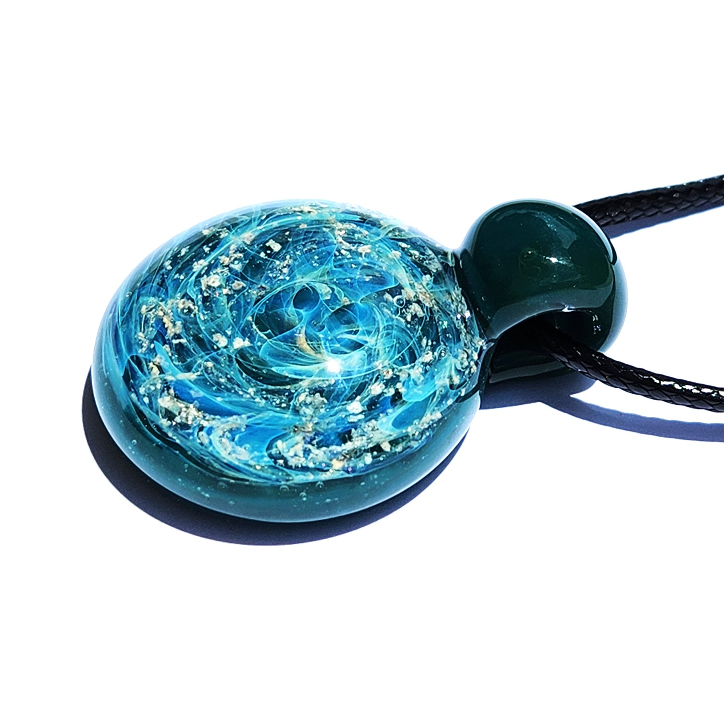 Turquoise Galaxy - Cremation Glass Pendant-Cremation Pendant-DragonFire Glass-Original-DragonFire Glass Cremation Jewelry