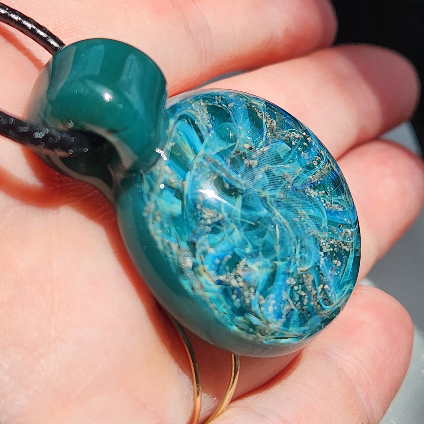 Turquoise Galaxy - Cremation Glass Pendant-Cremation Pendant-DragonFire Glass-Original-DragonFire Glass Cremation Jewelry