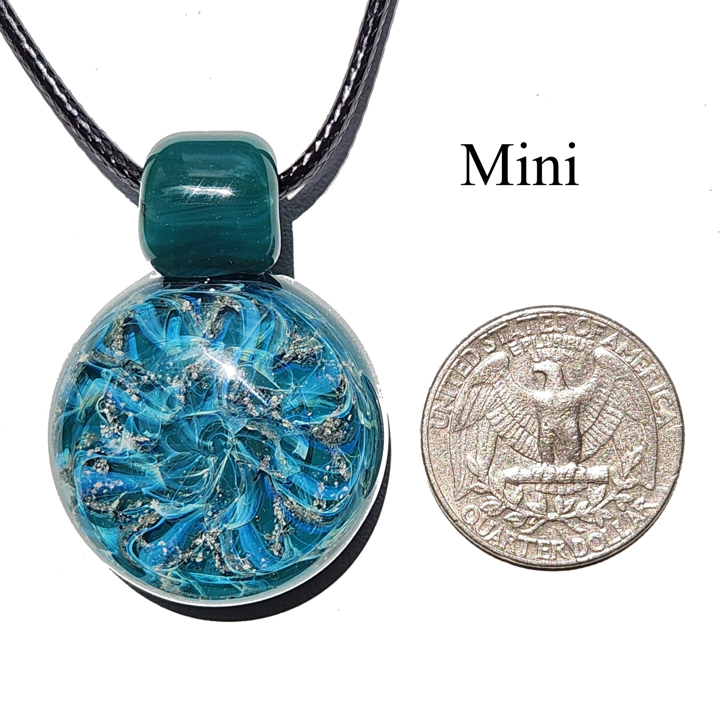 Turquoise Galaxy - Cremation Glass Pendant-Cremation Pendant-DragonFire Glass-Original-DragonFire Glass Cremation Jewelry