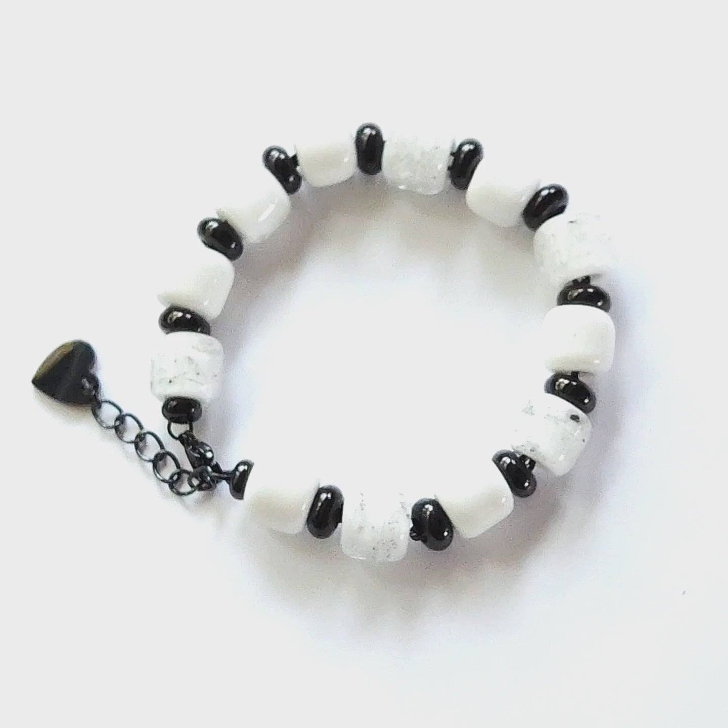 Black and White Bracelet with 8 Infused Beads